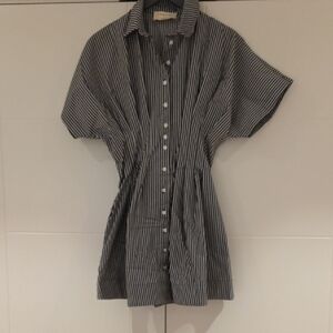 Anthropologie Black and White Striped Mini Dress